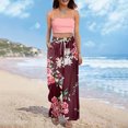 thumbnail image 6 of WTOBBY Women's Summer Boho Floral Print Wide Leg Palazzo Pants with High Waist Elastic Drawstring and Side Pockets for Comfortable Everyday Use ,Wine XL, 6 of 7
