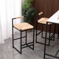 thumbnail image 2 of SYNGAR Bar Stools Set of 2, Modern Bar Stool with Low Backrest and Footrest, Armless Water Hyacinth Woven Bar Stools with Adjustable Leg Pads, Counter Height Bar Stools for Living Room, Kitchen, 2 of 13