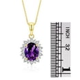 thumbnail image 3 of Rylos Yellow Gold Plated Silver Princess Diana Inspired Necklace: 9X7MM Amethyst & Sparkling Diamonds -  18" Chain Exquisite Birthstone Jewelry, 3 of 7