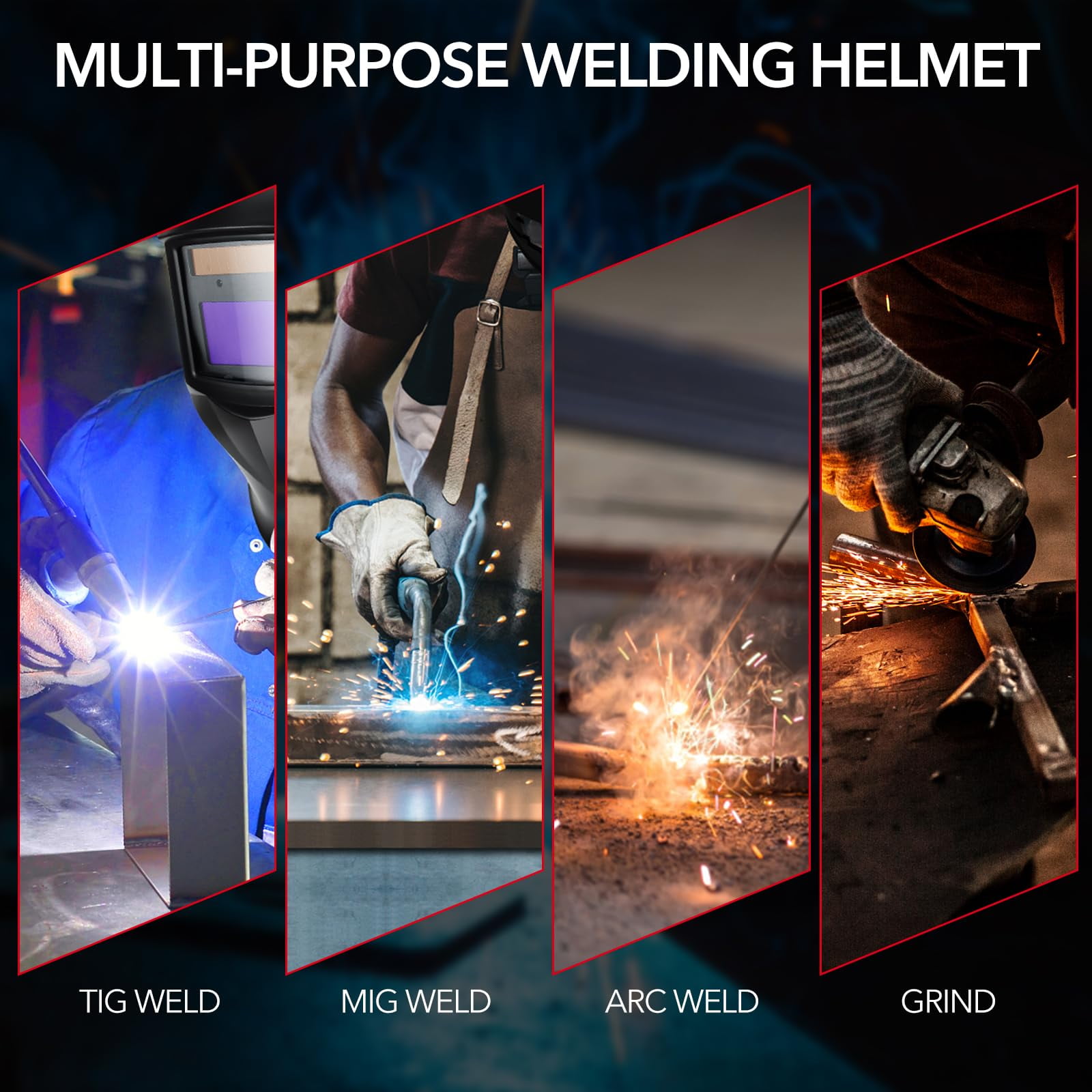 TRQWH Welding Helmet Auto Darkening, Wide Shade 9-13, Top Optical Clarity 1/1/1/2