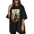 thumbnail image 4 of Plus Size Shirt for Women Black Tops for Women Oversized Short Sleeves Shirt for Women Easter T Shirt Crewneck Shirt for Women L, 4 of 5