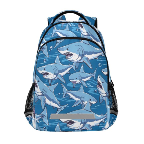 ALAZA Cartoon Sharks Backpack Elementary School Bag Bookbag Travel Rucksack