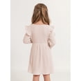 thumbnail image 4 of Gyratedream Toddler Fall Winter Long Sleeve Dress Ruffle Long Sleeve Ribbed Knit Button Down Casual Dresses 2-7 Years, 4 of 9