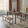 thumbnail image 3 of Ktaxon Extendable Dinner Table for 6 Dining Room Table Set Rectangle Kichen Table with Two Benches 63" W Fire Wood and Black, 3 of 8