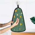 thumbnail image 5 of Green Stars Pattern Hand Towel Quick Drying Home Storage Kitchen Towel Hooks Dish Cloths, 5 of 6