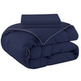 thumbnail image 2 of Peace Nest Hotel Collection Satin Silky All Season Down Alternative Comforter for a Restful Night's Sleep, Navy, Queen, 2 of 6