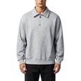 thumbnail image 2 of LYSMORA Men's Lapel Half Zip Pullover Sweatshirt, Long Sleeve Loose Fit Casual Daily Street Athletic Tops, 2 of 8
