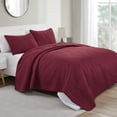 thumbnail image 2 of VCNY Home Hexa 3-Piece Burgundy Geometric Polyester Quilt Set, King, 2 of 6