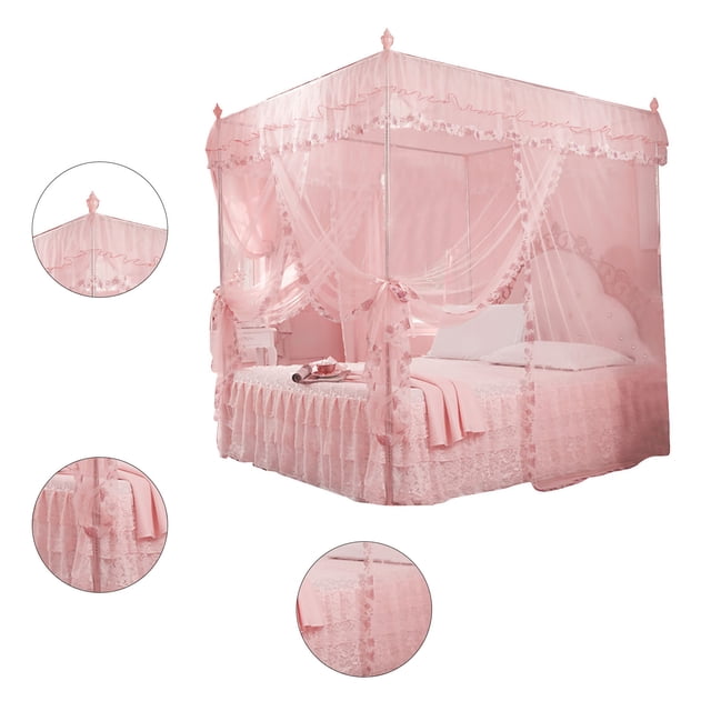 Dosel De Cama De Princesa De Lujo, 3 Aberturas Laterales, Mosquitera Para Cortina De Cama, Mosquitera Para Decoración De Dormitorio De Niñas Y Adultos, Rosa O Amarillo,