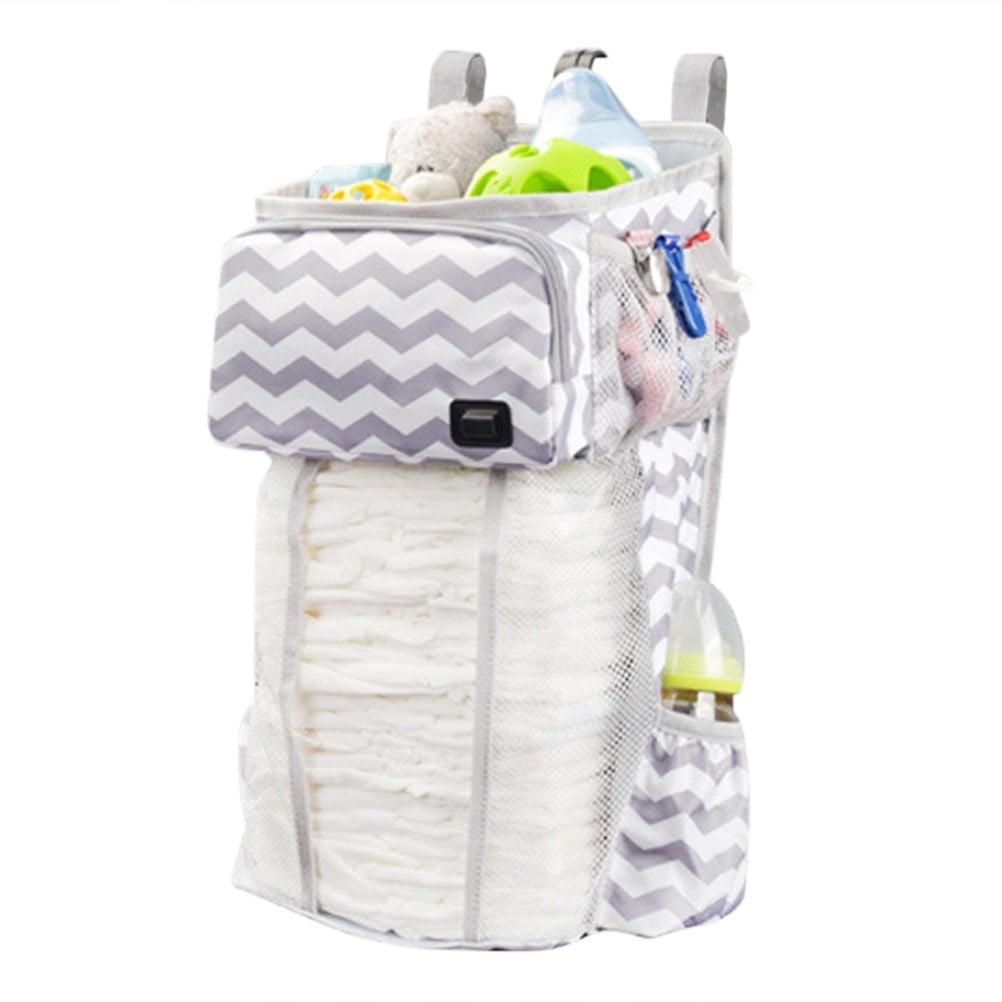 Diaper Stacker with Hook for Easy Reach Washable and Folding Safe Diaper Changes; Portable Navy Blue Hanging Baby Diaper Caddy Organizer for Changing Station Baby Nursery Décor for Boys 