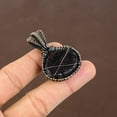 thumbnail image 4 of Natural Titanium Druzy, Labradorite Gemstone Copper Wire Wrap Pendant 1.77", 4 of 4