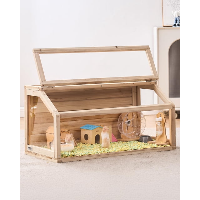 Jaula para hámster VEVOR, de madera, 270°, para ver, 82 x 41 x 41 cm