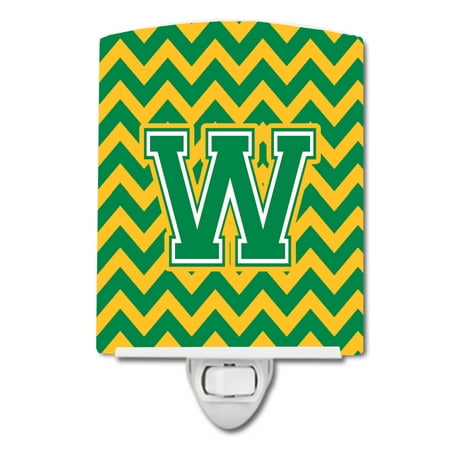 

Caroline s Treasures CJ1059-WCNL Letter W Chevron Green and Gold Ceramic Night Light 6x4x3 multicolor