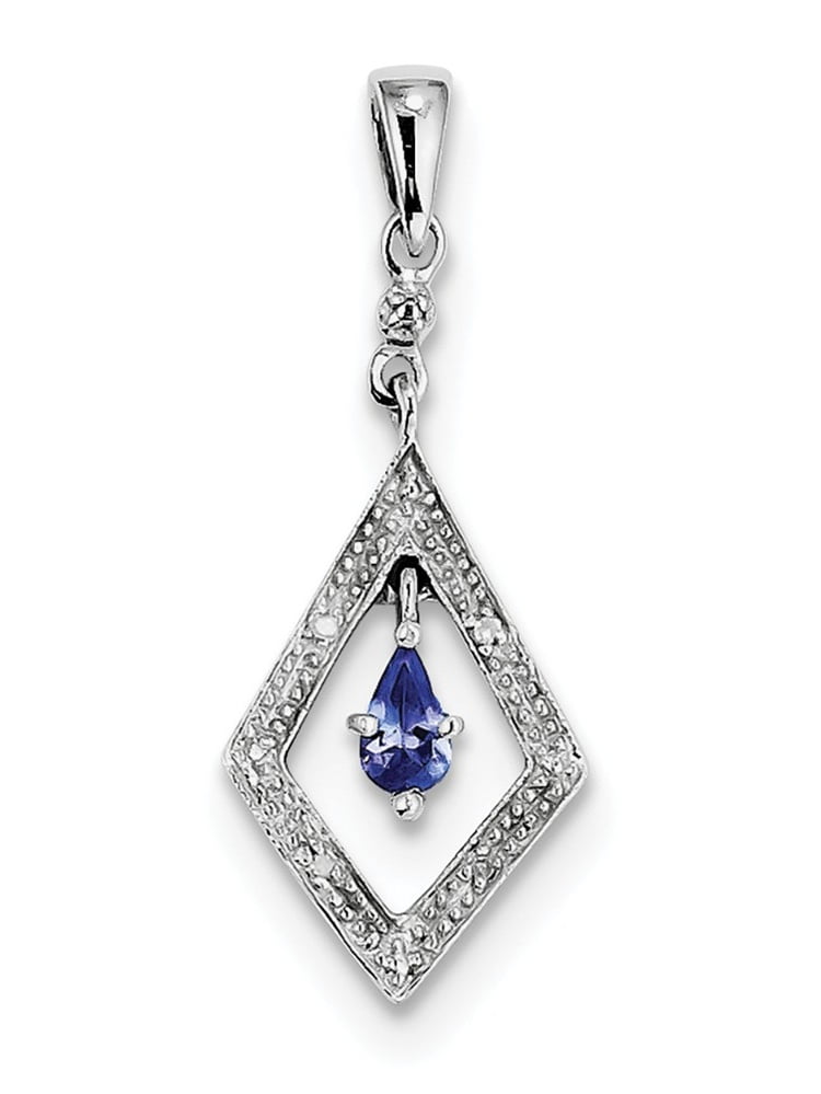 Amethyst Diamond Pendant 925 Sterling Silver 18mm x 10mm 0.01cttw