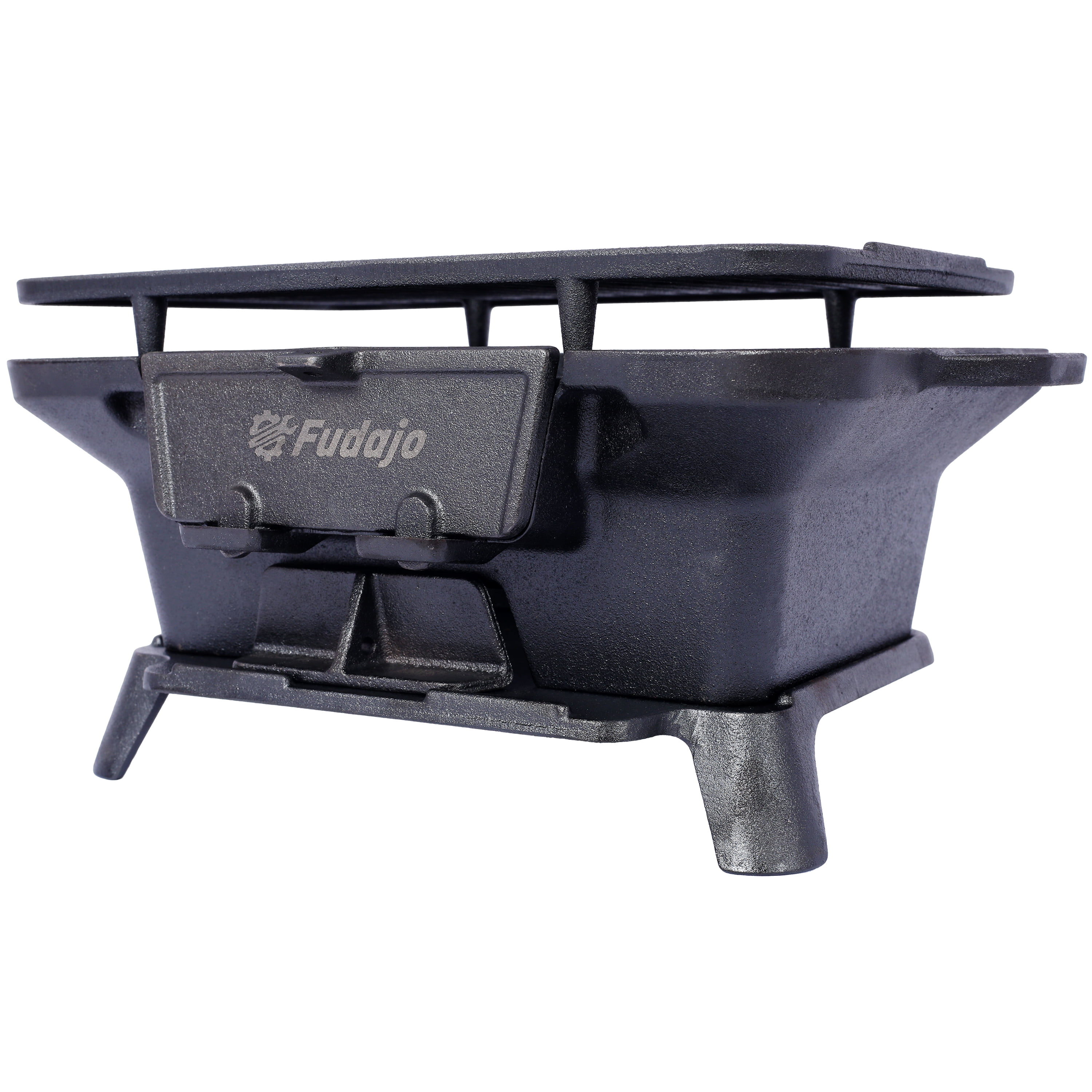 Oval Cast Iron Portable Charcoal Grill, 100% Heavy-Duty Tabletop Hibachi Grill with Enamel Coating, Heat Retention Mini Camping Stove for Outdoor Picnic Tailgating Hunting Backyard Cooking