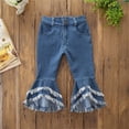 thumbnail image 5 of Girls Wide Leg Jeans Pull New Toddler Baby Girl Kids Flared Denim Pants Ruffled Wide Legs Jeans High Waist Skinny Pants Casual Clothes Size 4-5 Years, 5 of 9