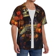 thumbnail image 2 of KLL Vintage Floral Skull Print Men's Shirt Short Sleeve Button Down Summer Cuba Beach Shirts- X-Large, 2 of 5