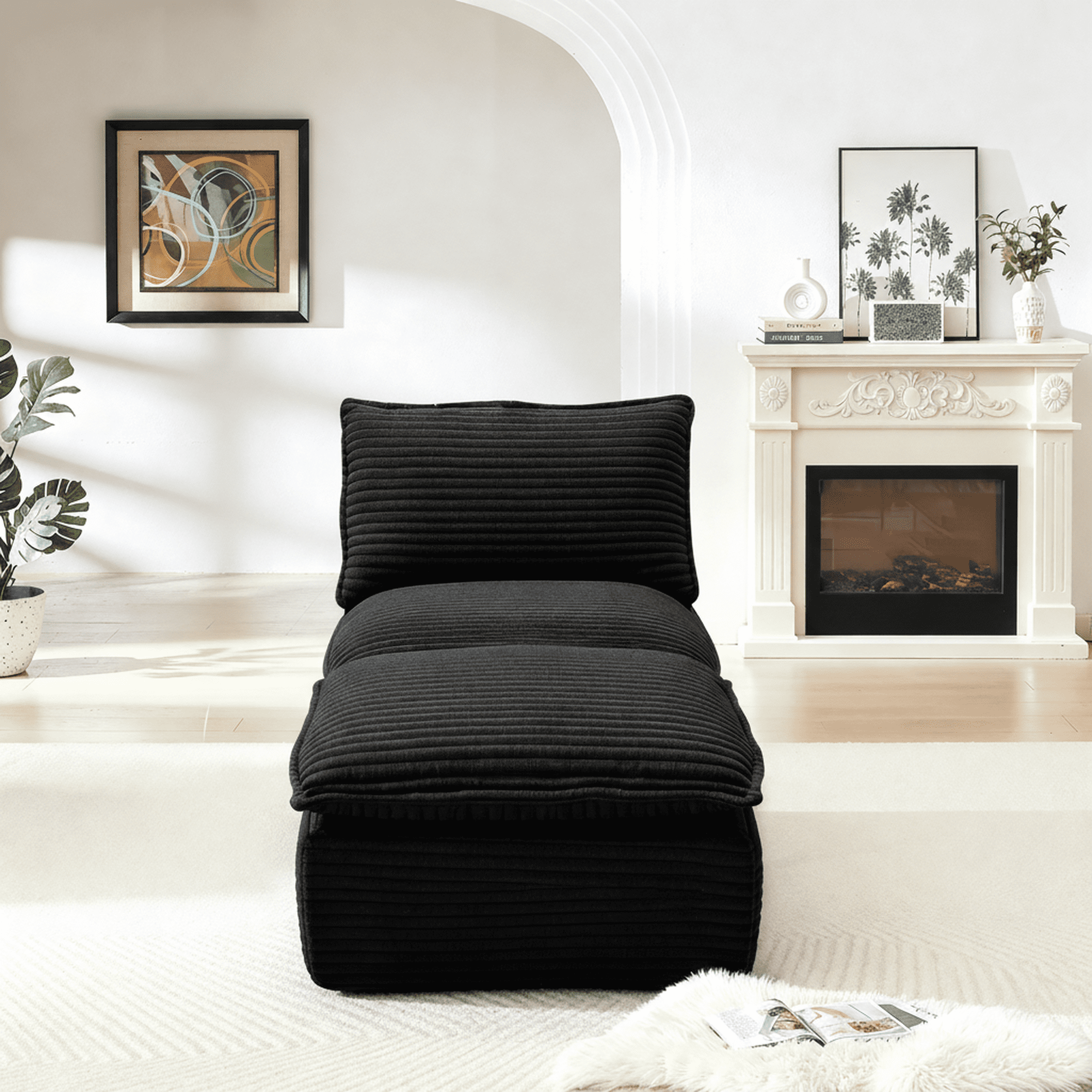 MAYEERTY Modern Modular Corduroy Sofa, Dark Gray Cloud-Soft Sectional Couch for Apartment