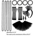 thumbnail image 2 of Conjunto de disfraz retro de fiesta Yashi para mujer de los años 80 falda tutú guantes de red collar de cuentas pulsera pendientes color negro, 2 of 3