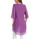 thumbnail image 3 of INSPIRAR CHIC Blusa de Chifón Asimétrica de Cuello Redondo para Mujer con Mangas de 3/4 y Volantes en Color Púrpura Talla M, 3 of 6
