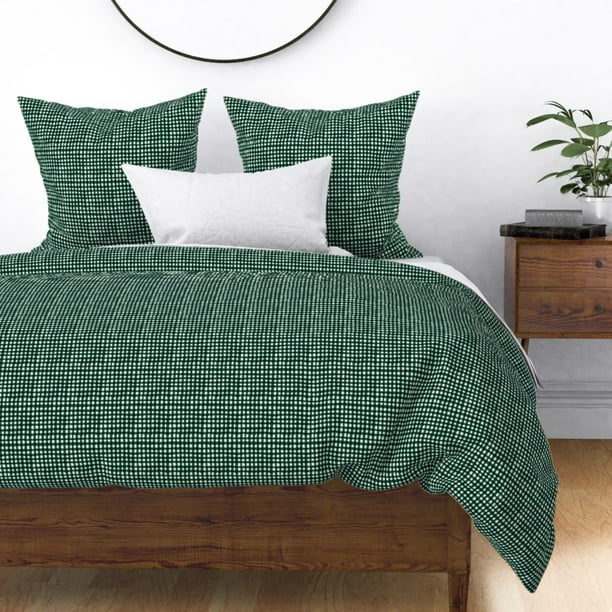 Rustic Farmhouse Plaid Hunter Green Cabin Lodge Sateen Duvet Cover