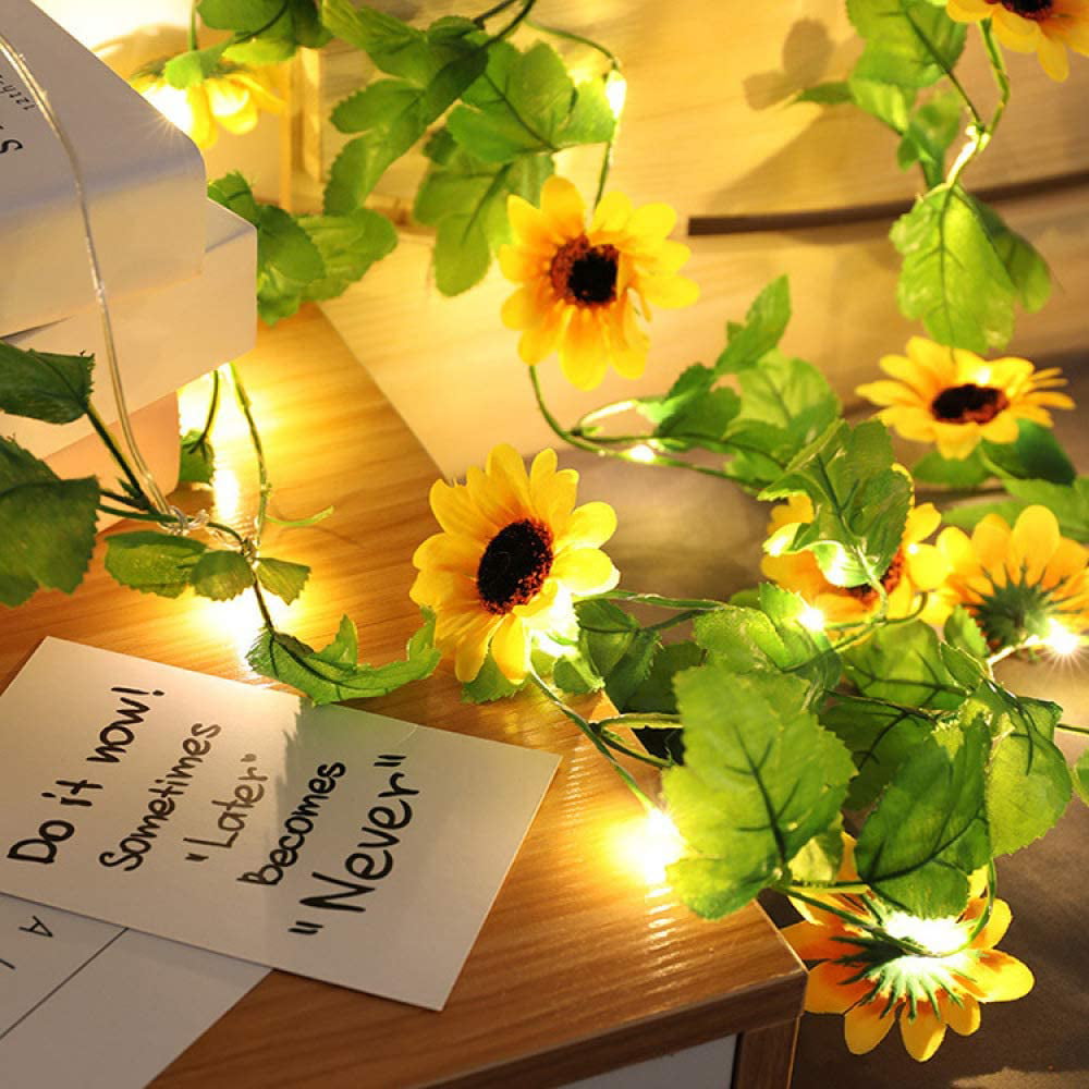 Details about   1-4X 2M LED Sunflower Leaves Vine String Fairy Lights Garland Wedding Xmas Decor 