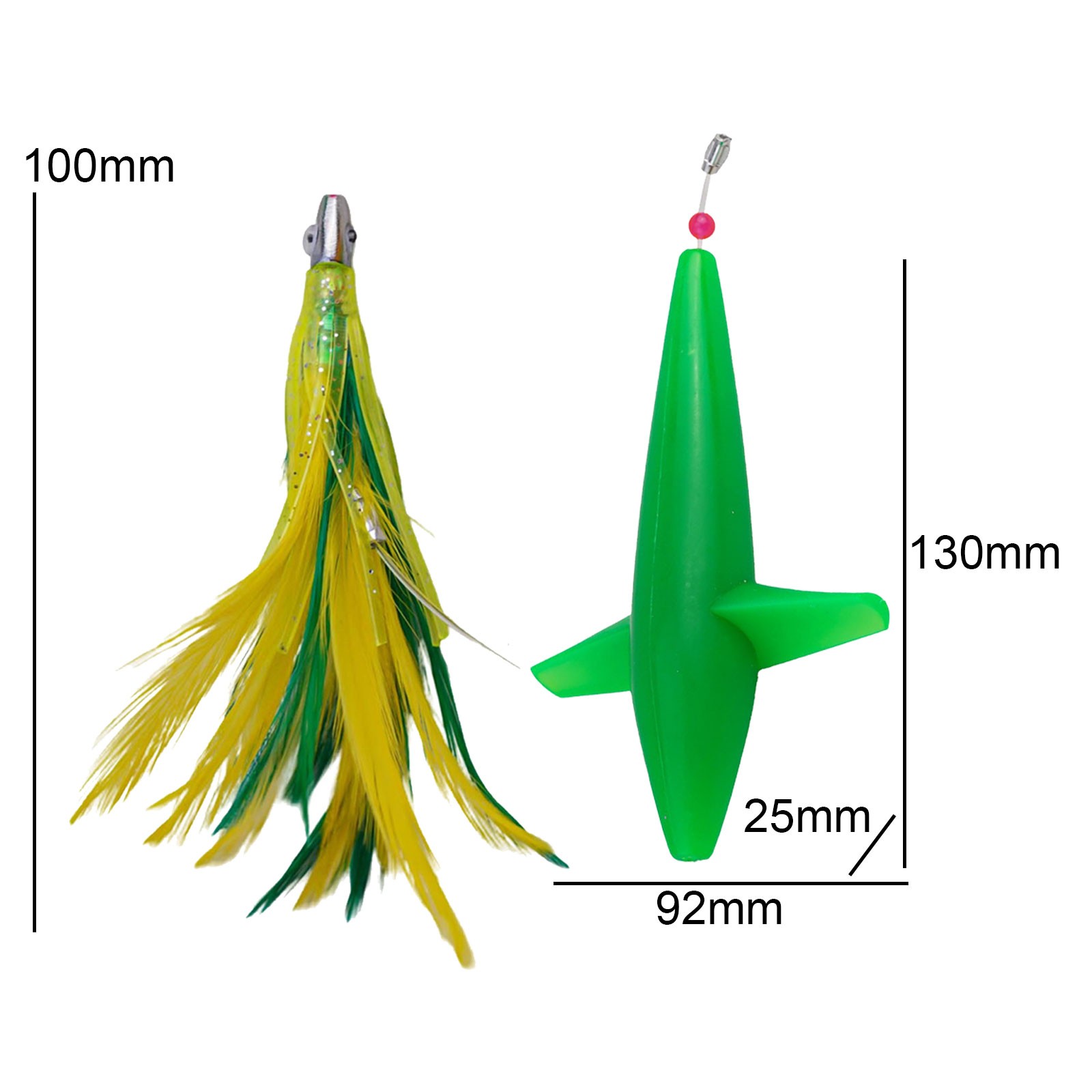 YAAQII for Feather Trolling Skirt Tuna Lure Big Game Fishing Bait Rigged with Steel Hook Dark Green Blue Plastic Offshore Saltwater Trolling Lures Bird Teaser