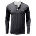 thumbnail image 2 of Jalioing Men's Casual Long Sleeve Shirt Solid Color Basic Button Crew Neck T Shirts Classic Fashion Tops with Pocket, 2 of 6