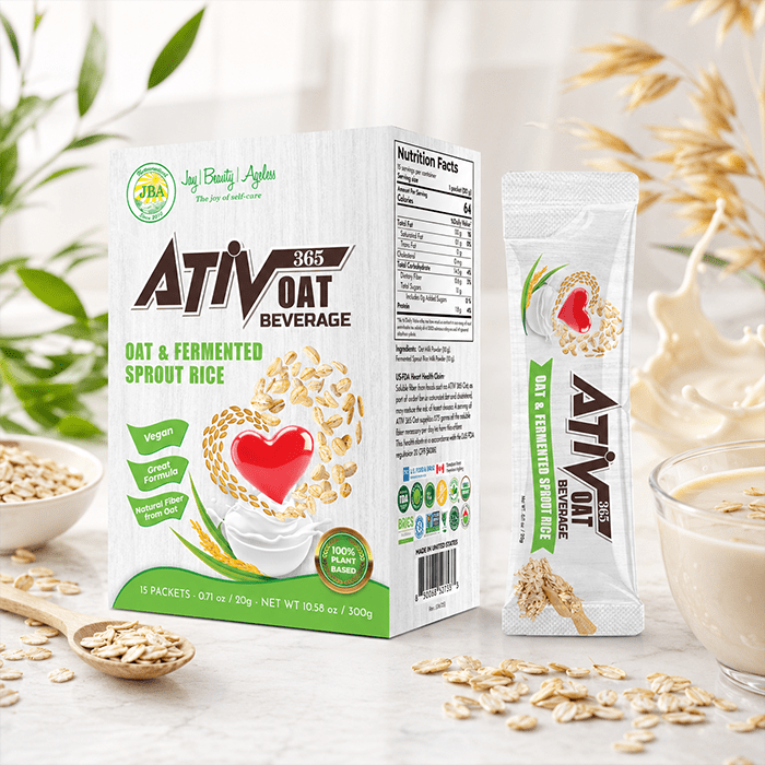 ATIV 365 Oat Beverage with Fermented Sprout Rice, Plant-Based Powdered Drink Mix, 15 Packets, 10.58 oz