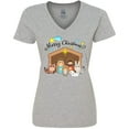 thumbnail image 3 of Inktastic Merry Christmas Cute Nativity Scene Women's V-Neck T-Shirt, 3 of 5
