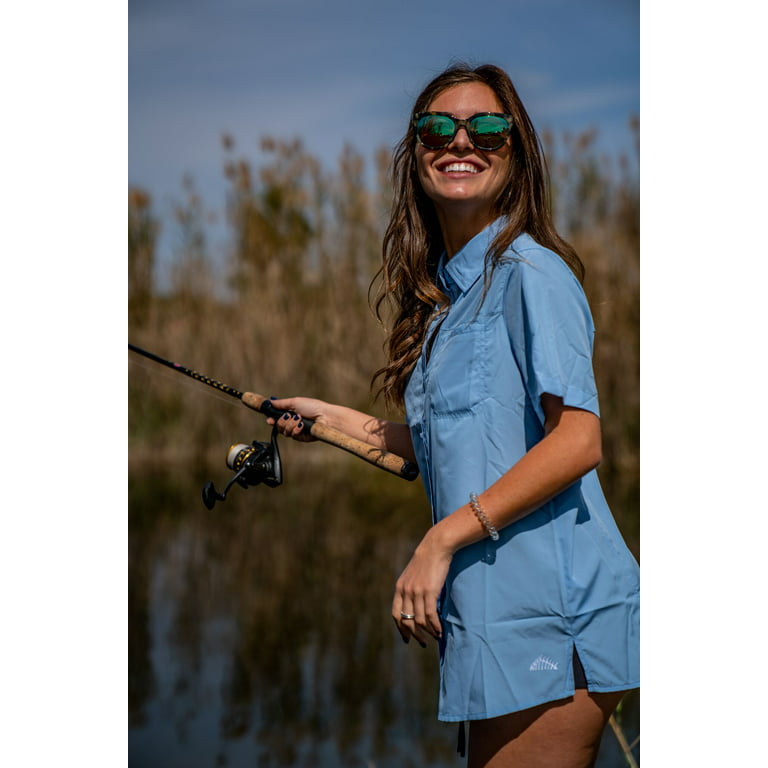 Fintech Women's Short Sleeve Fishing Shirt - XS, Blue