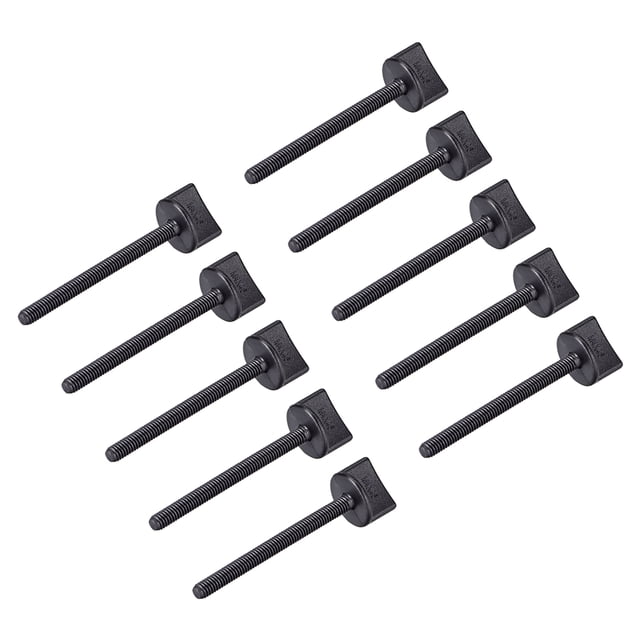 Uxcell M6 0.12''x0.79'' Tornillo de mariposa 1.18'' Tornillos de varilla métrico de rosca parcial de plástico negro 10 Pcs M4 x1.77" 10