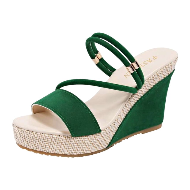 DAFEI Thick Soled Toe Wedge Slip Height Increasing Sandals with Cut Out Design Comfortable Women's Sandals