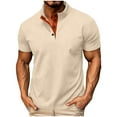 thumbnail image 5 of YUGYXL Corduroy Shirt Men Short Sleeve Stand Collar Button Color Block Loose Fit Ribbed Vintage Summer Patchwork Casual Tees Khaki L, 5 of 9