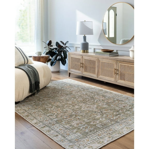 Livabliss x Becki Owens Darling Updated Traditional Washable Area Rug,5'3" x 7',Olive