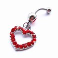 thumbnail image 4 of Trayknick Women's Fashion Rhinestone Heart Stainless Steel Navel Ring Belly Body Piercing, 4 of 5