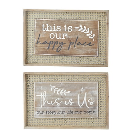 DecMode Brown Wood Farmhouse Wall Decor  Set of 2
