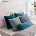 thumbnail image 5 of NOSTHEART Throw Pillow Covers 16" x 16", Blue Velvet Colour Gradient Decorative Cushion Cover Set of 4, Multicolor Pillowcase, Soft Velvet Pillowcase for Bed Sofa Bedroom Home Decor, 5 of 13
