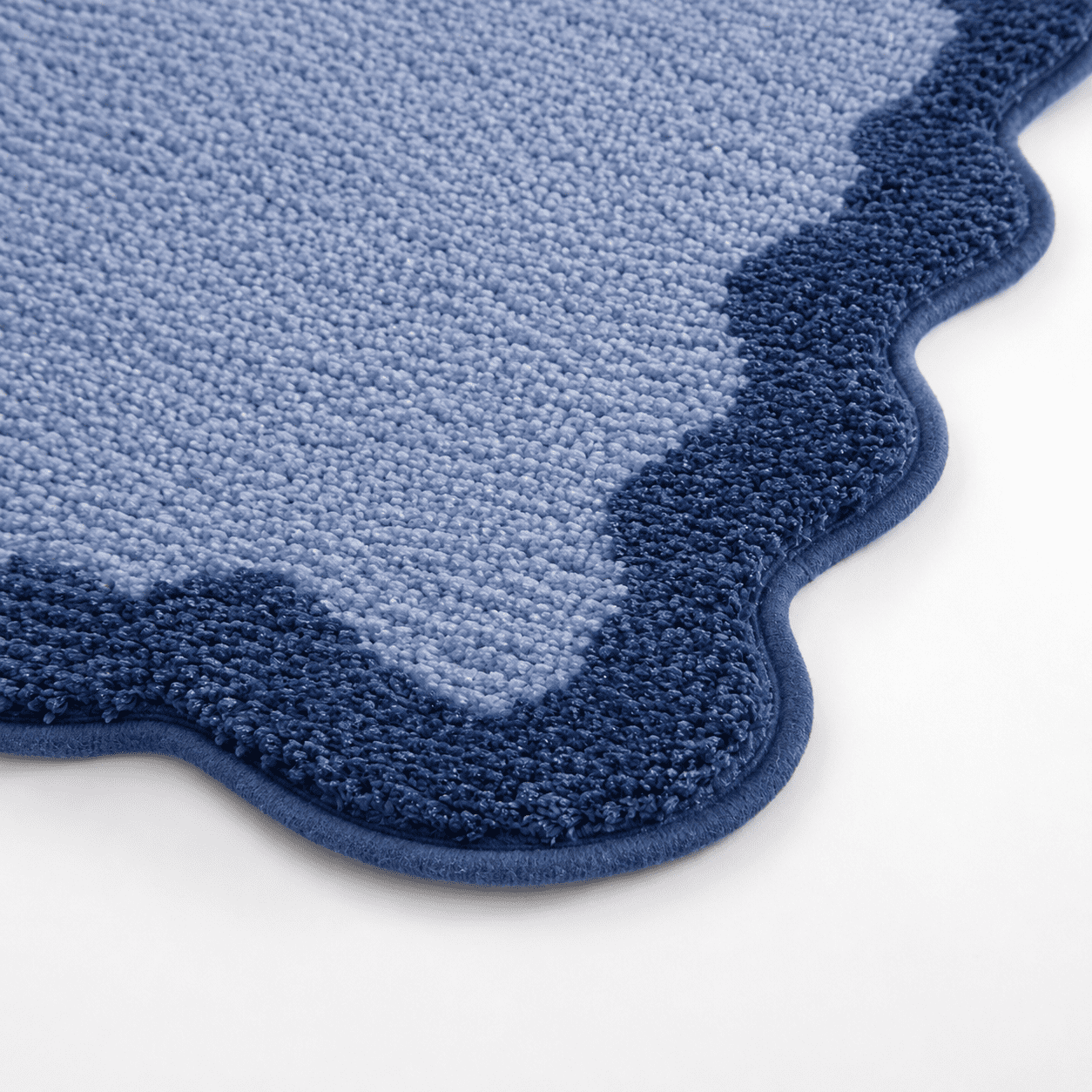 Mainstays Scalloped 2-Piece Rug Set, Blue, 17" x 24" & 20" x 30"
