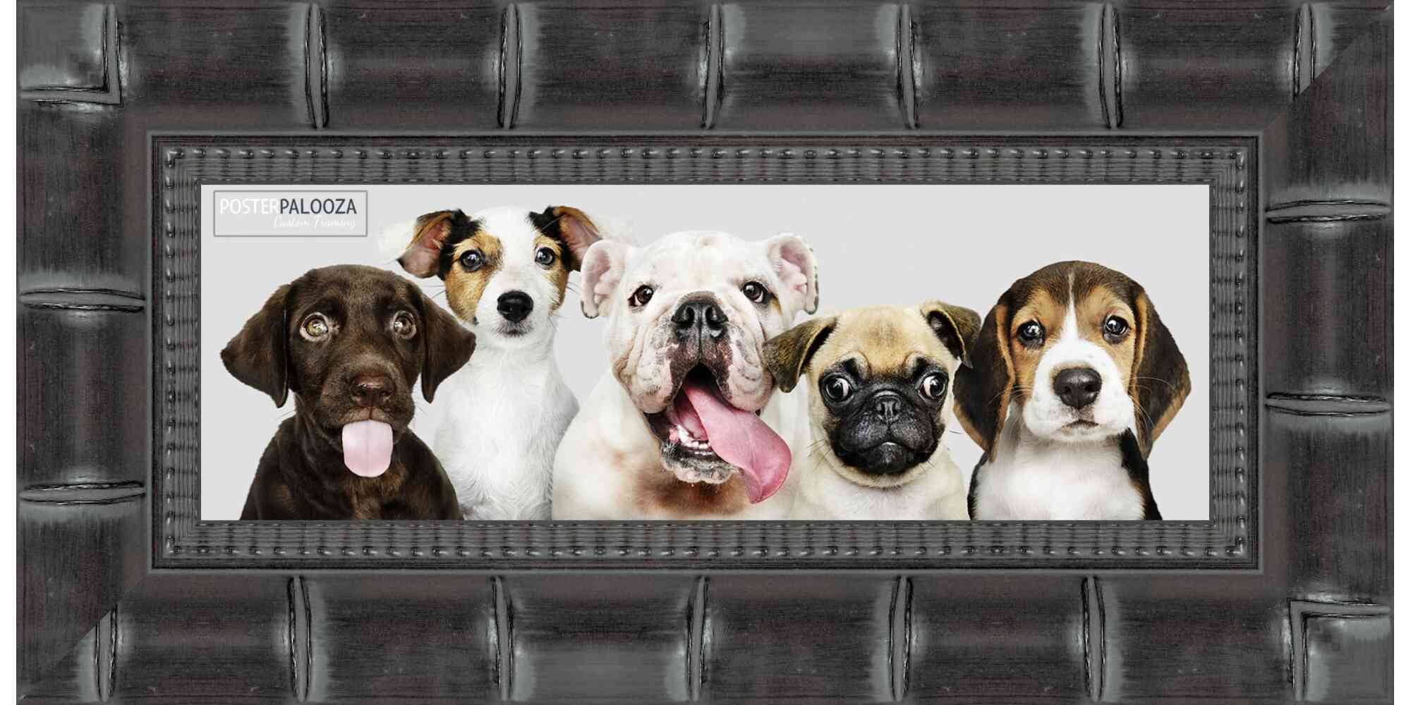 14x40 Black Wide Bamboo Picture Frame - UV Acrylic, Foam Board Backing, Hanging Hardware