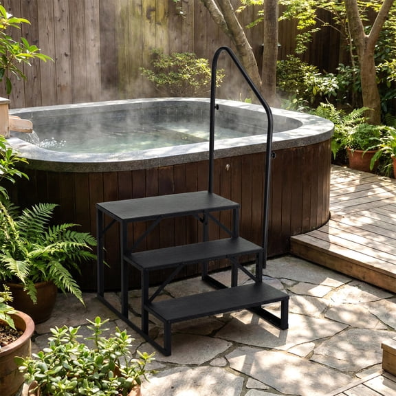 Heavy Duty Hot Tub Stair with Wide Anti-Slip Platforms for Porch, Mobile Home, Rv Step