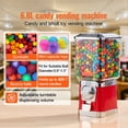 thumbnail image 2 of Gumball Machine for Kids, 17"H Home Candy Vending Machine, PC Gumball Dispenser, Bubble Gum Machine for Game Stores, Coin Operated Gumball Bank for Toy Capsules Bouncy Balls Candy, Red, 2 of 6