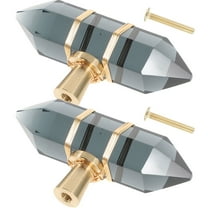 OFFIGAM 2-Pack Lightweight Black Glass and Brass Drawer Knobs for Cabinets, Dressers, and Furniture Hardware