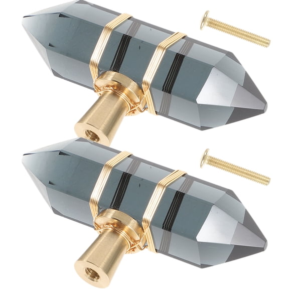 OFFIGAM 2-Pack Lightweight Black Glass and Brass Drawer Knobs for Cabinets, Dressers, and Furniture Hardware