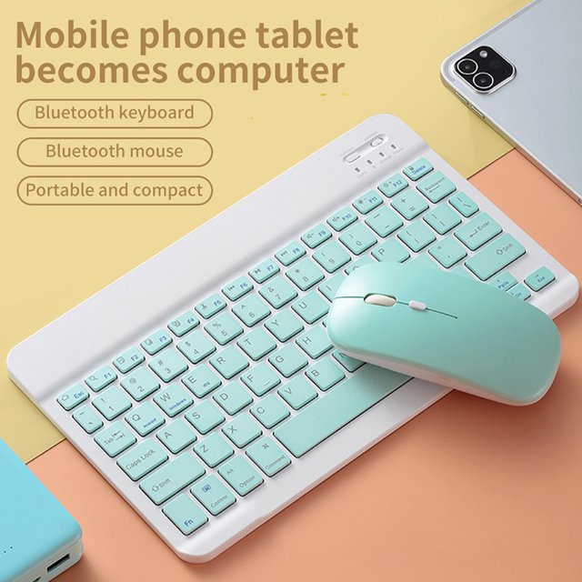 CAROOTU Sans Fil Bluetooth-compatible Clavier Souris Set Léger Portable pour IOS Android Téléphone Tablette
