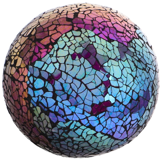 Phenofice Art Glass Balls 4 Inch Multi-Colored Mosaic Ball for Home Interior Garden Enthusiasts 1 Set