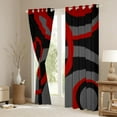 thumbnail image 3 of Red Grey and Black Curtains Bedroom Living Room Geometric Circle Blackout Curtain Boys Geometry Swirl Darkening Drapes Abstract Window Treatments Modern Luxury 53"W x 96"L (Pack of 2), 3 of 6