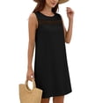 thumbnail image 4 of Dresses for Women Summer Cotton Like Crewneck Sleeveless T Shirt Sundress Womens Casual Solid Round Neck Lightweight Comfy Beach Vacation Cut Out Mini Tank Dress, 4 of 7