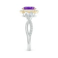 thumbnail image 3 of ANGARA Natural 1.15 Ct. Amethyst with Diamond Halo Ring in 14K White & Yellow Gold for Women (Ring Size: 3), 3 of 10