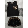 thumbnail image 2 of 2 Pcs Infant Leopard Print Outfits, Toddler Sleeveless Round Neck Vest Drawstring Shorts Casual Clothes Set, 2 of 3